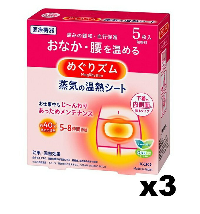 樂天商城 - 花王　めぐりズム　蒸気の温熱シート　下着の内側面に貼るタイプ　5枚入x3個セット※お取り寄せ商品　キャンセル不可メーカー欠品になる場合がございます。