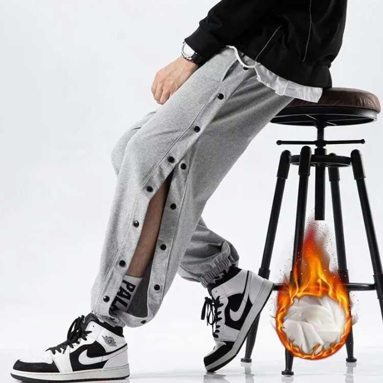 バスケットボールパンツ 裏ボア ジャージパンツ スウェットパンツ メンズ ジョガーパンツ スポーツパンツ ロングパンツ サルエル ゆったり 運動着 ボタン全開 ブラック グレー