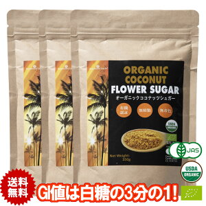 有機 ココナッツシュガー 350g 3袋 低GI食品 低糖質 GI値は白砂糖の3分の1 JASオーガニック 低カロリーシュガー