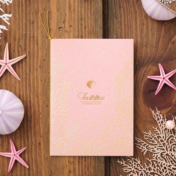 【スーパーセール終了100円CP】結婚式 招待状 【印刷込み 20部から】 サンライズシェル ペールピンク 招待状 10冊入り 10名様分 （ 結婚式招待状 手作り ペーパーアイテム 手作りキット テンプレート ウェディング ブライダル パーティー 手作りセット 無料 ココサブのサムネイル