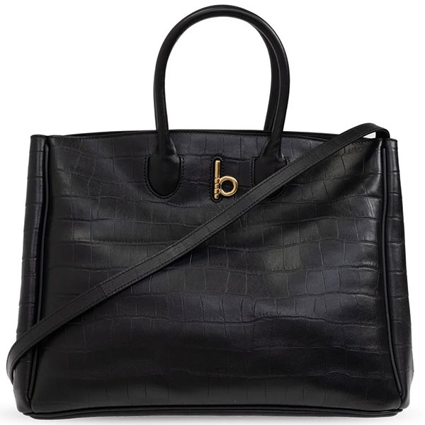 極美品 BURBERRY バーバリー ハンドバッグ 赤 クロコダイル風