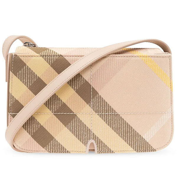 バーバリー バナーバッグ 2way ショルダー レザーA4可 チェック 薄ピンク BURBERRY - バーバリー スモール バナー 2WAYトート（チェック柄