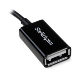 コンプモト 楽天市場店のStarTech.com USBケーブル/A - Micro-B/12cm/OTG変換/メス・オス/ブラック(UUSBOTG) 目安在庫=△｜アングル2