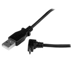 コンプモト 楽天市場店のStarTech．com USBケーブル/A - Micro-B/2m/USB 2.0/上L型/オス・オス/BK(USBAUB2MU) 目安在庫=○｜アングル2