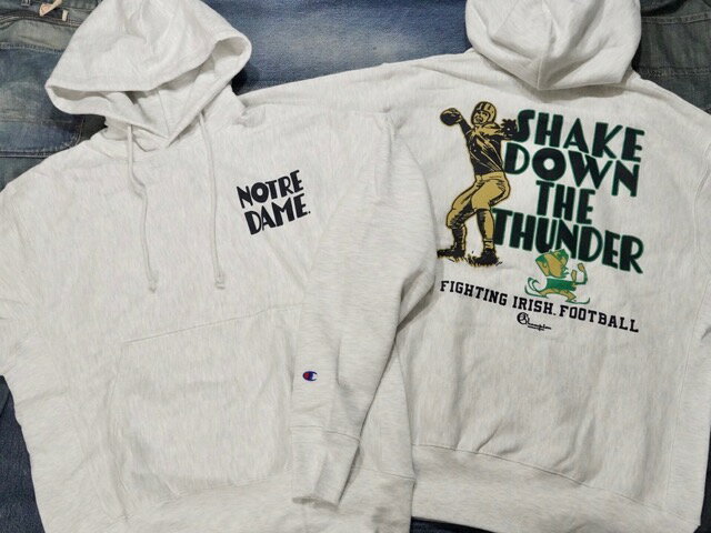 CHAMPION REVERSE WEAVE HOODIE SWEAT SHIRT UNIVERSITY OF NOTRE DAME FIGHTING IRISH FOOTBALL / チャンピオン リバース ウィーブ フーディ スウェット シャツ