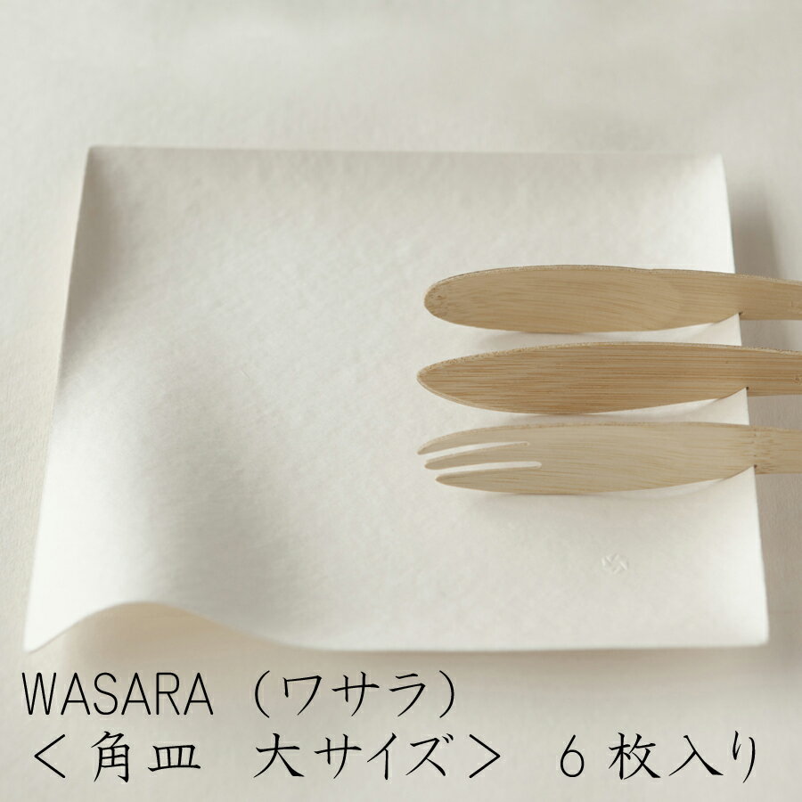 【あす楽】WASARA ワサラ 紙のお皿 角皿（大）6枚セット (DM-001R) 陶器のような紙の食器 紙の器　紙皿　和漆器【正規品】　誕生日 おしゃれ 可愛い 使い捨て ペーパープレート