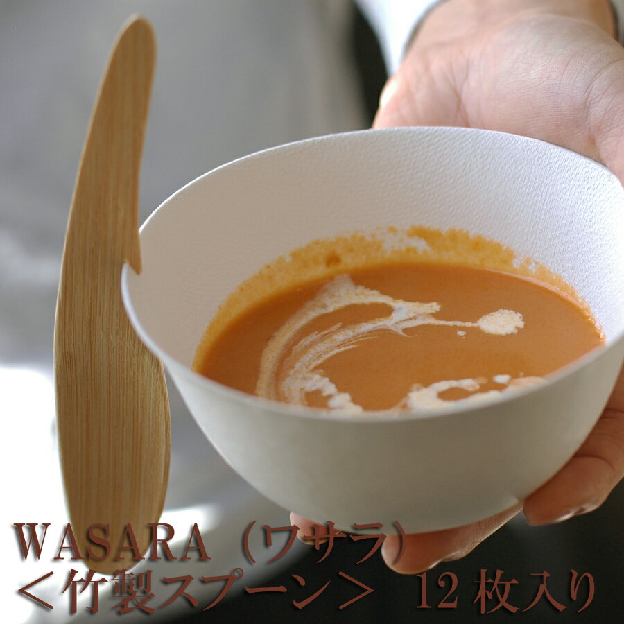 WASARA ワサラシリーズ 竹のスプーン12枚セット CW-003R 陶器のような紙の食器 竹のカトラリー 紙皿 和漆器【正規品】(メール便)誕生日 おしゃれ 可愛い 使い捨て ペーパープレート