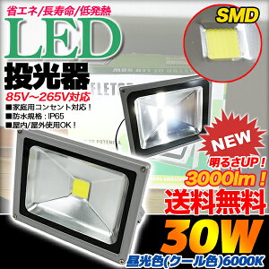 【マラソン中はポイント10倍!】LED投光器/30W/300W相当/作業灯/工場/キャンプ/昼光色/防水加工/LED/アウトドア/ライトアップ/屋外/屋内/看板灯/ナイター/IP66/広角/省エネ/エコ/節電/50W/30w/20W/即日発送 osk
