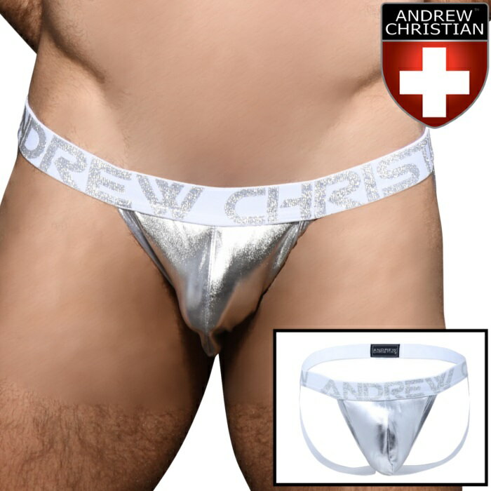 ローライズジョックストラップ ケツ割れ ケツワレ メンズ アンダーウェア アンドリュークリスチャン Andrew Christianアンクリ Metallic Silver Jock Almost Nakedジョックストラップ(92574)[M便 1/3]