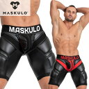 【3,980円以上お買い上げで送料無料】 Maskulo【マスクロ】、男の魅力を100%引き出すような男性アパレルブランド。極寒の大地で育んだMaskuloは、ワイルドでタフなデザインで力強さを全面に出しています。 Maskuloの特徴は商品のコンセプトに合わせて、フェイクレザー、ラバーなど特殊の素材をふんだんに使用し、身に着けると男らしさが増していきます。また所々遊び心のあるデザインはいいアクセントとなり、きっとお気に入りの一枚になります。 ◆素材：ポリエステル 85%、ポリウレタン 10%、エラスタン 5% ◆洗濯・お手入れについて 　- 色落ち・色移りを避けるため、色柄の物は分けて洗濯してください。 　- 中性洗剤と冷水でやさしく手洗いしてください。 　- ボタンまたは金具のついている商品は、水に15分以上浸けないでください。 　- 洗濯後、ボタンまたは金具の部分は乾いた布で水気を取ってから、 　　商品を直射日光の当たらない風通しの良い場所で乾かしてください。 　- ドライクリーニングは避けてください。 　- 漂白剤の使用は避けてください。 ■ 弊社他店舗と在庫共有している為、ご注文頂いた商品が品切れの場合がございます。ご了承下さい。 ■ モニターディスプレイの表現上、実物と色・イメージが多少異なることがございます。あらかじめご了承ください。 ◆ 目玉商品 ◆注文欄表記サイズ 対応する日本サイズ ウエスト 全長 裾幅 ワタリ XS XS～S 71～77cm 約38cm 約18cm 約23cm S S～M 76～82cm 約40cm 約18cm 約24cm M M～L 81～87cm 約42cm 約18cm 約25cm L L～XL 86～92cm 約43cm 約19cm 約26cm ※表記サイズは縫製上、商品によってプラスマイナス1cmほどの誤差は予めご了承ください。 ※平置きウエストとは商品を平置きして過度な負荷を掛けない状態でのウエストの幅となります。