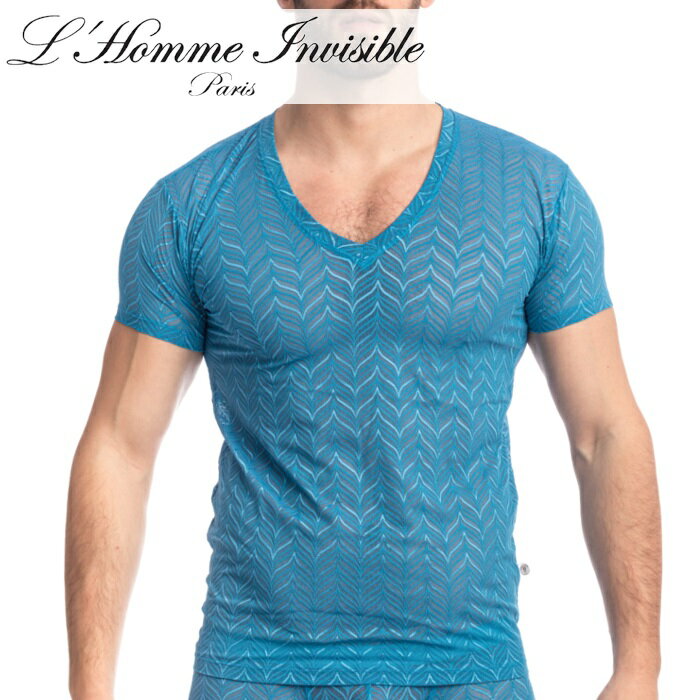 L'HOMME INVISIBLE 男性用 メンズTシャツ フランス高級下着 ルームウェア メンズ インナー アンダーシャツ L'Homme Invisible Celestial Dreams レース メッシュ Tシャツ(my73-cel-280)