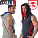 メンズ フート付きスウェットシャツ ノースリーブ タンクトップ スポーツウェア カジュアルウェア TOF Paris ZIPPED SLEEVELESS HOODIE (tf-tof273)