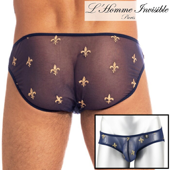 L'HOMME INVISIBLE ブリーフ メンズブリーフ メッシュ シースルー メンズローライズブリーフ ブリーフパンツ メンズ下着 メンズビキニ ロームアンヴィジーブル L'Homme Invisible Charlemagne Navy ビキニブリーフ(uw30-clm-049)[M便 1/3]