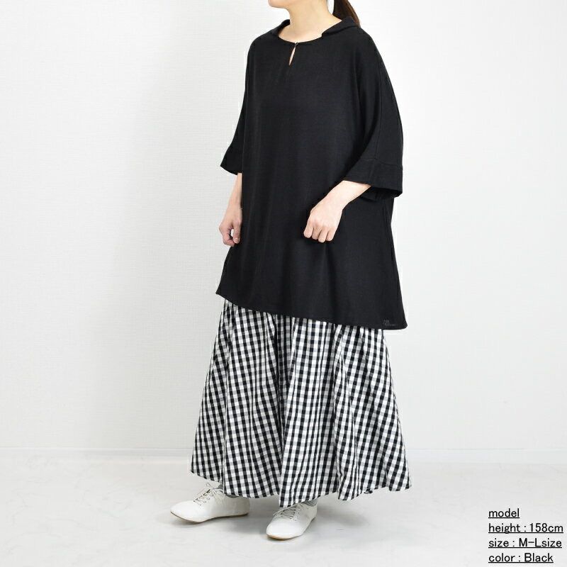 セール！【メール便発送】ちび襟　麻混　Aライン　チュニック　ワンピース【大人 カジュアル ナチュラル レーヨン リネン ゆったり ワンピ ML オフホワイト グレージュ ブルー ブラック コーデ 】