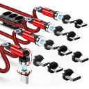 540°回転3in1磁気充電専用ケーブル マグネット急速充電ケーブル Micro USB、Type-C、ライトニング対応 単ピン端子 L字兼用 磁石 LEDライト付き ナイロン編組 For i0S Android USB Magnetic Charging Cable Cosmic3C