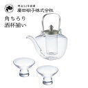 角ちろり 酒杯揃い 中子付き 450ml 盃2個セット 廣田硝子(10154-SLF)湯煎しても冷やしてもおいしく飲める耐熱ちろり