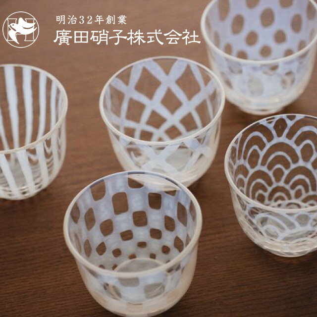 大正浪漫硝子 冷茶グラス 五客揃 140ml 廣田硝子（TR-5002）大正浪漫硝子の上品なシルエットと乳白模様がマッチした冷茶カップ5客セット