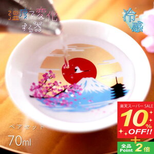 【スーパーSALE10%OFF】冷感 平盃 富士山 70ml ペア(0100-049-00)父の日 母の日 酒器 杯 セット 日本酒 さくら 温度で変化する器 ギフト プレゼント 贈り物 お祝い おしゃれ かわいい