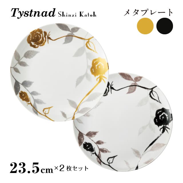 メタプレート 23.5cm 2枚セット 選べる2カラー Tystnad 丸東 STUDIO 010（TY-102・TY-202）カトウシンジ ShinziKatoh 陶磁器