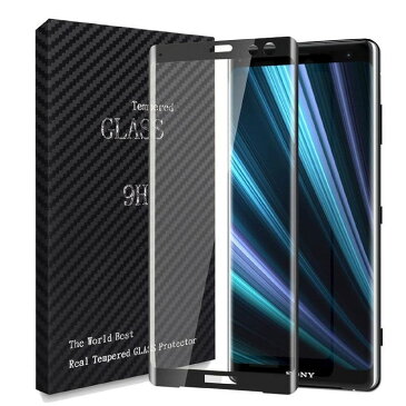 Sony Xperia XZ3 SOV39 / SO-01L 強化ガラスフィルム 3D 9H 飛散防止 高透過率 撥油性 耐指紋 全面液晶保護フィルム ブラック クリアー