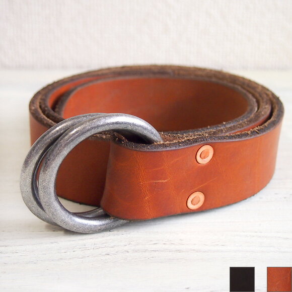 Dady(ダディ)ヴィンテージオイルレザー ダブルリングベルト メンズ [DD1202] ブラウン  ...