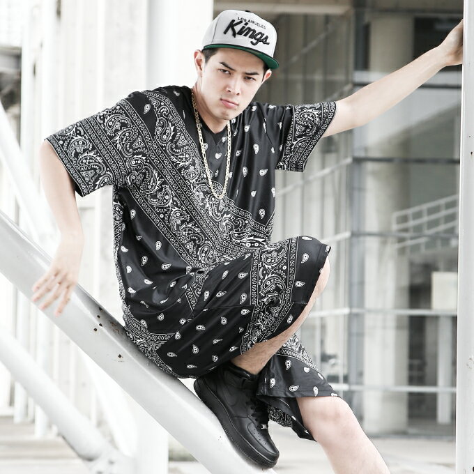 【爽快メッシュ】ペイズリー柄フットボールシャツ 【M〜L】【吸汗速乾】メッシュTシャツ 半袖【パンツ別売り】バンダナ柄 PAISLEY B系 ダンス衣装 ヒップホップ ストリート スポーツウエア メンズ 大きいサイズ