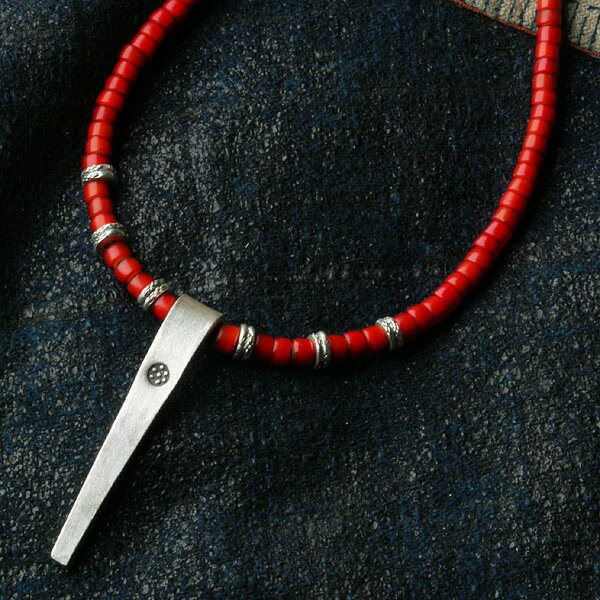 カレン 族 シルバー ナガ族 先祖伝来 ホワイトハート ビーズ 赤 ネックレス メンズ レディース SV950