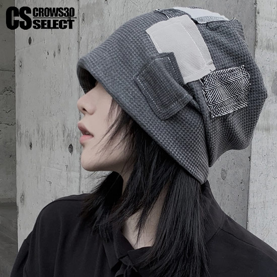 楽天クローズCROWS-WHITEorBLACK-ニットキャップ メンズ ニット帽 ワッチ 継ぎ接ぎ チェック インポート 男 帽子 個性的 V系 ビジュアル系 モード系 ストリート系 ヴィジュアル系 ファッション 衣装 大人 Leon レオン系 スタイル ユニセックス メンズファッション レディース ブラック 黒 ゴールド