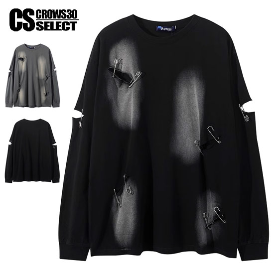 モード系 ロングTシャツ メンズ V系 ロンT メンズ ロング丈 カットソー メンズ 大きいサイズ ロンT メ..