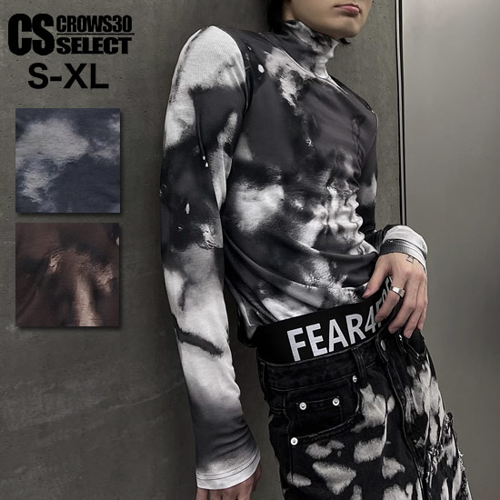 モード系ロングtシャツメンズV系ロ...