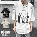 モード系 Tシャツ メンズ ロング丈 大きいサイズ カットソー メンズ V系 カットソー メンズ ムラ柄 フォトプリント スカート男子 ビッグtシャツ お兄系 ホスト Y2K ファッション ヴィジュアル系 ファッション バンド ステージ衣装 韓国 ファッション