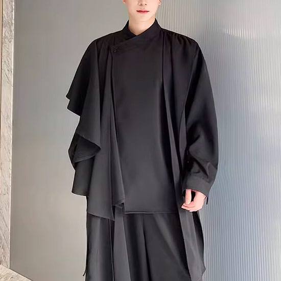 セットアップ メンズ モード系 ロングtシャツ メンズ V系 ワイドパンツ メンズ モード系 メンズ 上下セット ドレープカットソー メンズ ロンT キレイ目 個性的 お兄系 ホスト ヴィジュアル系 ファッション 衣装 モード系 ユニセックス 韓国ファッション スカート男士