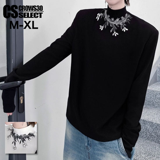 モード系 メンズ ロンt メンズ ハイネック モード系 ロングtシャツ V系 セーター メンズ ニットソー 地雷系 ロンT レディース カットソー モード系 フ...