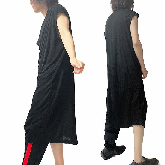 ロングタンクトップ メンズ モード系 タンクトップ メンズ ドレープカットソー メンズ ワンピース レディース Tシャツ メンズ ロング丈 タンク モード系 メンズ 大きいサイズ 送料無料 2023 夏 春 新作 ホスト V系 ヴィジュアル系 ファッション 個性的 衣装 韓国 alcw