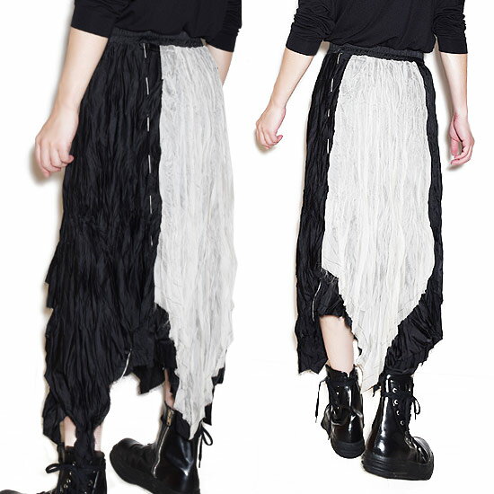 スカート メンズスカート モード系 スカート ロングスカート バイカラースカート Alleglo アレグロ モード系 ブランド 個性的 V系 ヴィジュアル系 ファッション 原宿系 スカート お兄系 ホスト スリート系 メンズ 2022 春 夏 新作 衣装 ユニセックス レディース alcw