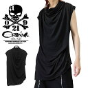 ドレープカットソー メンズ モード系 メンズ タンクトップ レディース ワンピース メンズ V系 ロングタンクトップ レディース Tシャツ メンズ ロング丈 タンク 大きいサイズ オフショルダー 夏 春 新作 ホスト Y2K ヴィジュアル系 ファッション 個性的 衣装 韓国 alcw