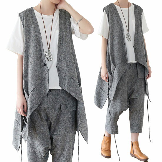 低価格で大人気の モード系 カーディガン メンズ V系 レディース ロングベスト ブランド メンズファッション ファッション ユニセックス ドレープカーディガン ロング丈 ブラック 黒 お兄系 ビジュアル系 ホスト 大人 22 春 夏 秋 冬 新作 個性的 衣装 韓国 Allegro