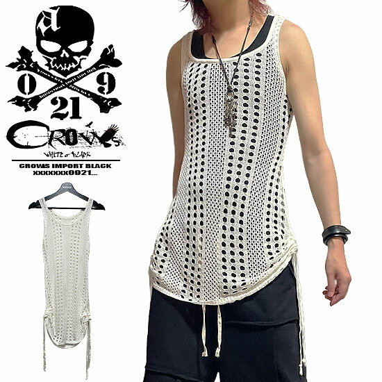 タンクトップ メンズ モード系 メンズ V系 レースアップ タンクトップ レディース メッシュ シースルー タンクトップ メンズ Tシャツ メンズ ロング丈 タ...