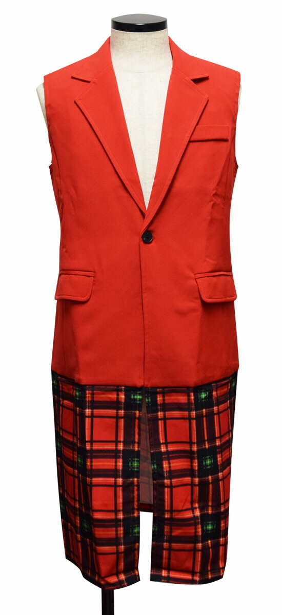 楽譜生業送料無料 ベスト メンズ ロングベスト モード系 ジレベスト ロングコート モード系 メンズ チェック タータンチェック メンズファッション ロング丈 ベスト ブラック 黒 お兄系 V系 ビジュアル系 ホストｖ 春 夏 新作 個性的 モード系ファッション 衣装 韓国