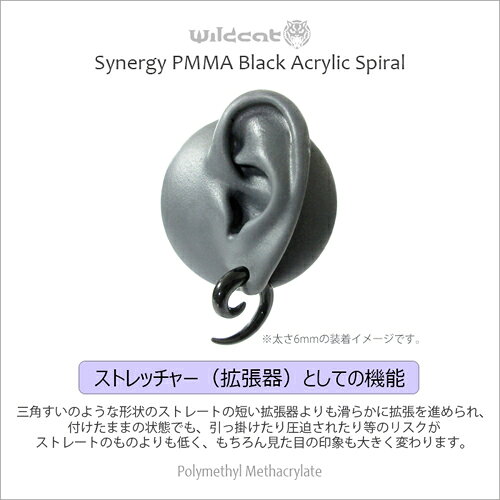 �ܥǥ��ԥ��� ������� PMMA �ץ饰 ���ѥ���� ��ĥ�� ���ȥ�å��㡼 16mm Synergy Black Acrylic Spiral �֥�å����� ���ť��졼�� ���䡼���� �顼���ۡ��� Wildcat �磻��ɥ���å�
