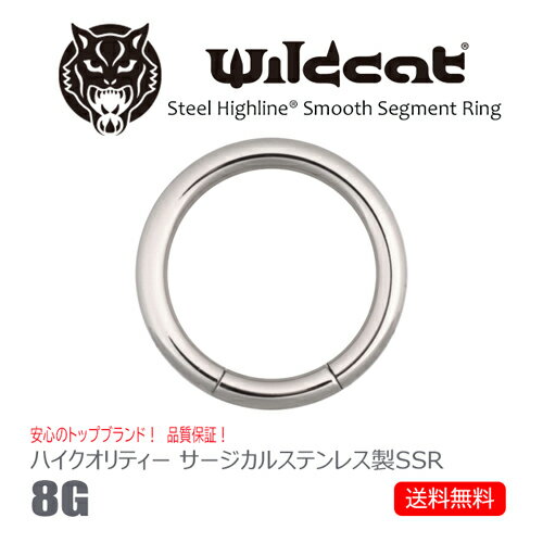 ボディピアス リング 8G 無金属アレルギー Smooth Segment Ring セグメントリング 8ゲージ サージカルステンレス 316L Clip-in イヤーロブ トラガス ヘリックス コンク ニップル リップ タンリム Wildcat ワイルドキャット