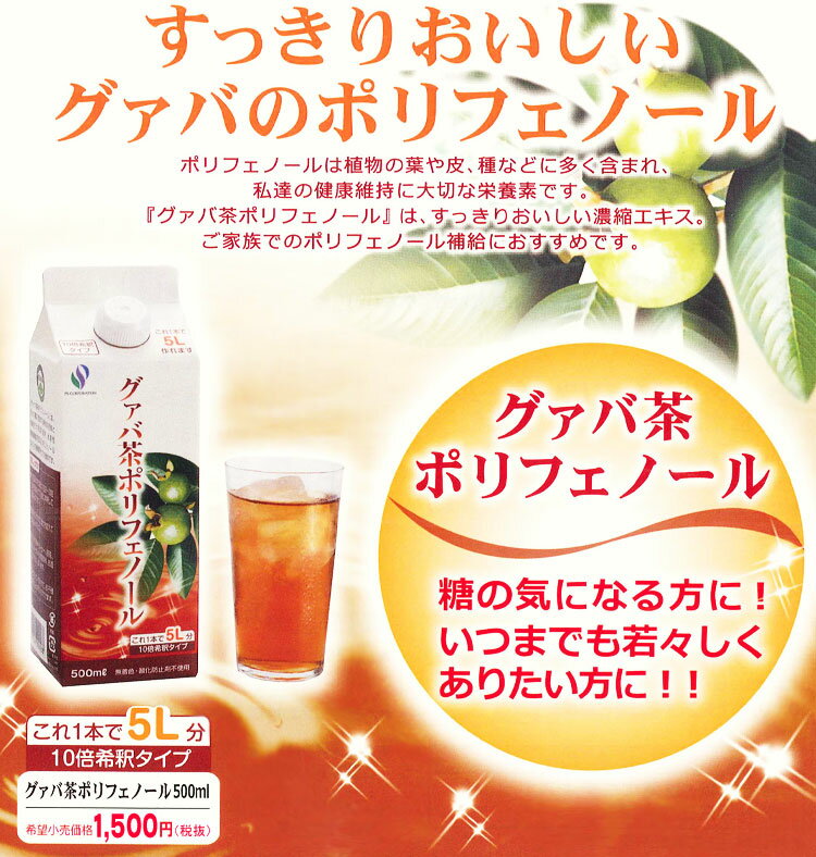 【割引クーポン】グァバ茶ポリフェノール 10倍濃縮液 500mL◆4本セット グアバ茶 シジュウム茶 シジウム【39ショップ】