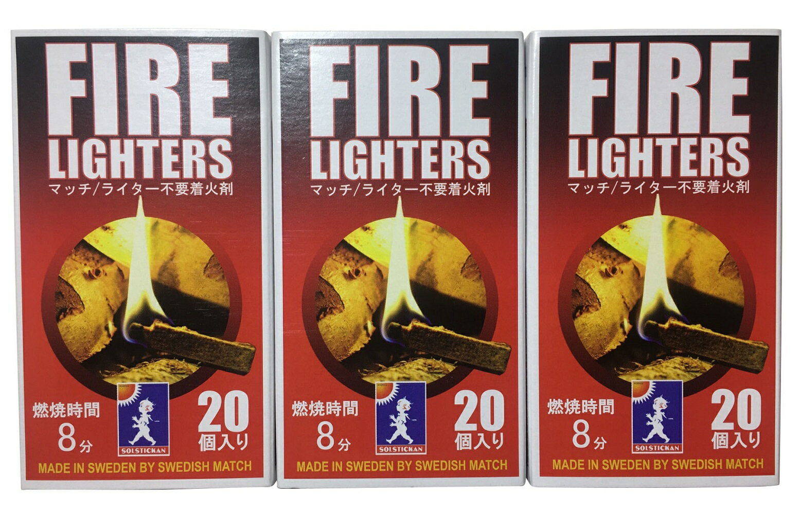 FIRE LIGHTERS 『ファイヤーライターズ』たけだバーベキューさんご愛用!マッチ型着火剤 火起こし ファイヤースターター セット 焚き火 キャンプ アウトドア 炭 薪ストーブ 便利グッズ ライター不要 燃焼継続 20本入り 3箱セット