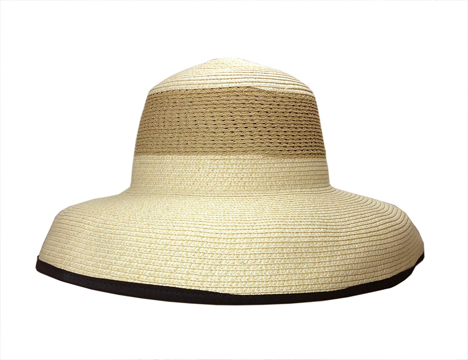 楽天キュリアス（雑貨・スーツケース）シンプルに。ナチュラル感たっぷりハッピープライスの帽子。レースワーク・ラウンドつば広ハット UVカット シンプル 紫外線対策 おしゃれ 可愛い 日よけ 可愛い ラフィア 夏 リボン レディース