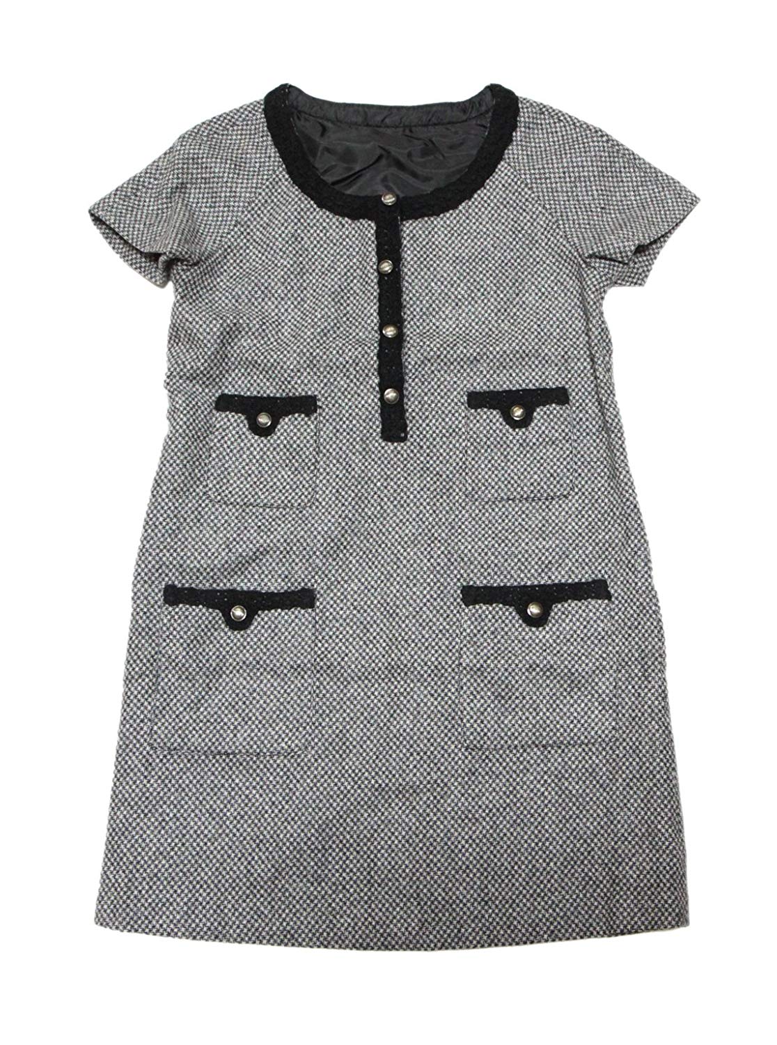 ジャガードツイード チュニック ワンピース 送料無料(返品交換ギフト包装不可) レディース 婦人服 9号 Mサイズ トップス 半袖 ノーカラー ウール 秋 春 ...