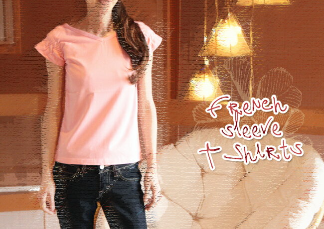 フレンチスリーブ Vネック カットソー ピンク(返品交換ギフト包装不可)レディース 女性 半袖 かわいい 骨格ウェーブ フリーサイズ 9号 Mサイズ コットン1...