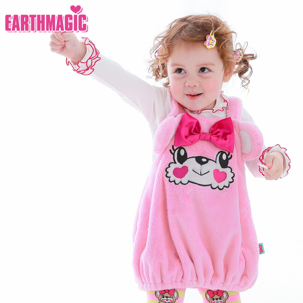 【50%OFF】EARTHMAGIC BABY【正規取扱店】アースマジックベビー シルキーファーフェイスマフィーバルーンジャンスカ ジャンパースカート ベビー服 ベビー 赤ちゃん 女の子 乳児 出産祝い ベビーギフト 80～90cm 1歳 2歳 1y 2y