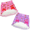 EARTHMAGIC【正規取扱店】アースマジック ハートチェックマフィー総柄台形スカート ピンク ラベンダー ベロア生地 インナーパンツ付 女児 女の子 子供服...