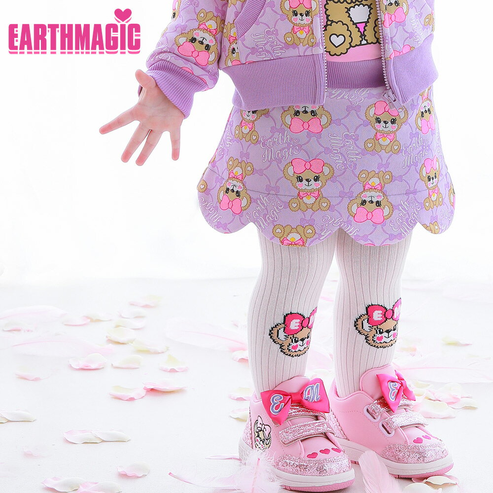 【50%OFF】EARTHMAGIC BABY【正規取扱店】アースマジックベビー リボンマフィー総柄ブルマ付きスカラップスカート 裏毛生地 ベビー服 ベビー 赤ちゃん 女の子 乳児 出産祝い ベビーギフト 80～90cm 1歳 2歳 1y 2y