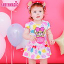 【50 OFF】EARTHMAGIC BABY【正規取扱店】アースマジックベビー シルエットマフィー総柄カバーオール＆クマ耳ヘアバンドセット ロンパース ベビー服 赤ちゃん 女の子 乳児 出産祝い ベビーギフト 70～80cm